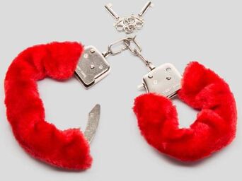 Menottes en métal avec fourrure Furry Handcuffs rouge Rouge